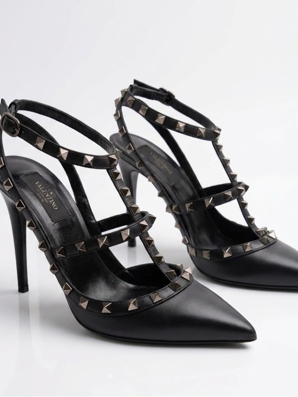Valentino Garavani 100mm Calfskin Nappa Rockstud Caged High Heels EU 38 / US 8
